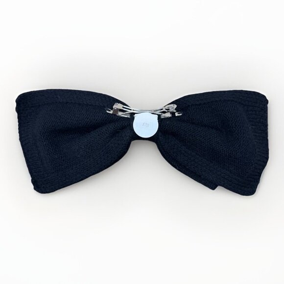 Kilte Collection The Bow Hair Barrette in Black 100% Cashmere $75 main image 3